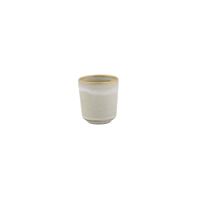 Small White Gold Stone stoneware glass