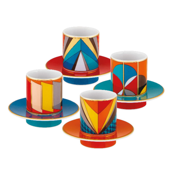 Set of 4 Futurismo coffee cups and saucers