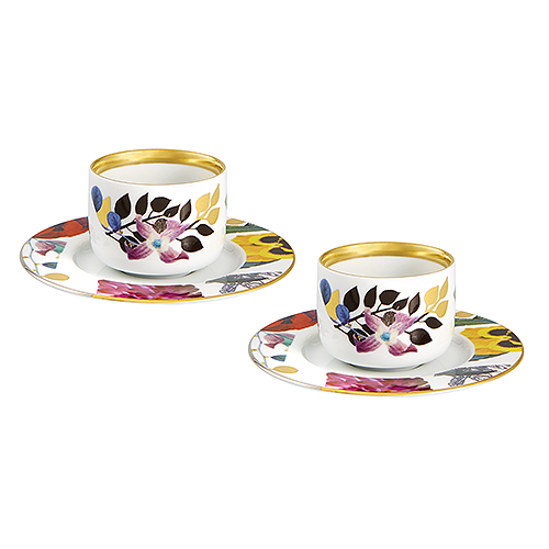 Deux ensembles de tasses et soucoupes espresso Primavera-Vista Alegre-3 femmes et 1 coussin