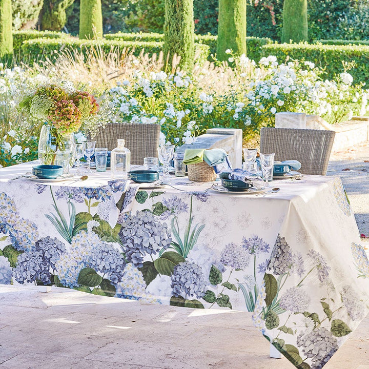 Linen tablecloth Jardin de Bretagne blue